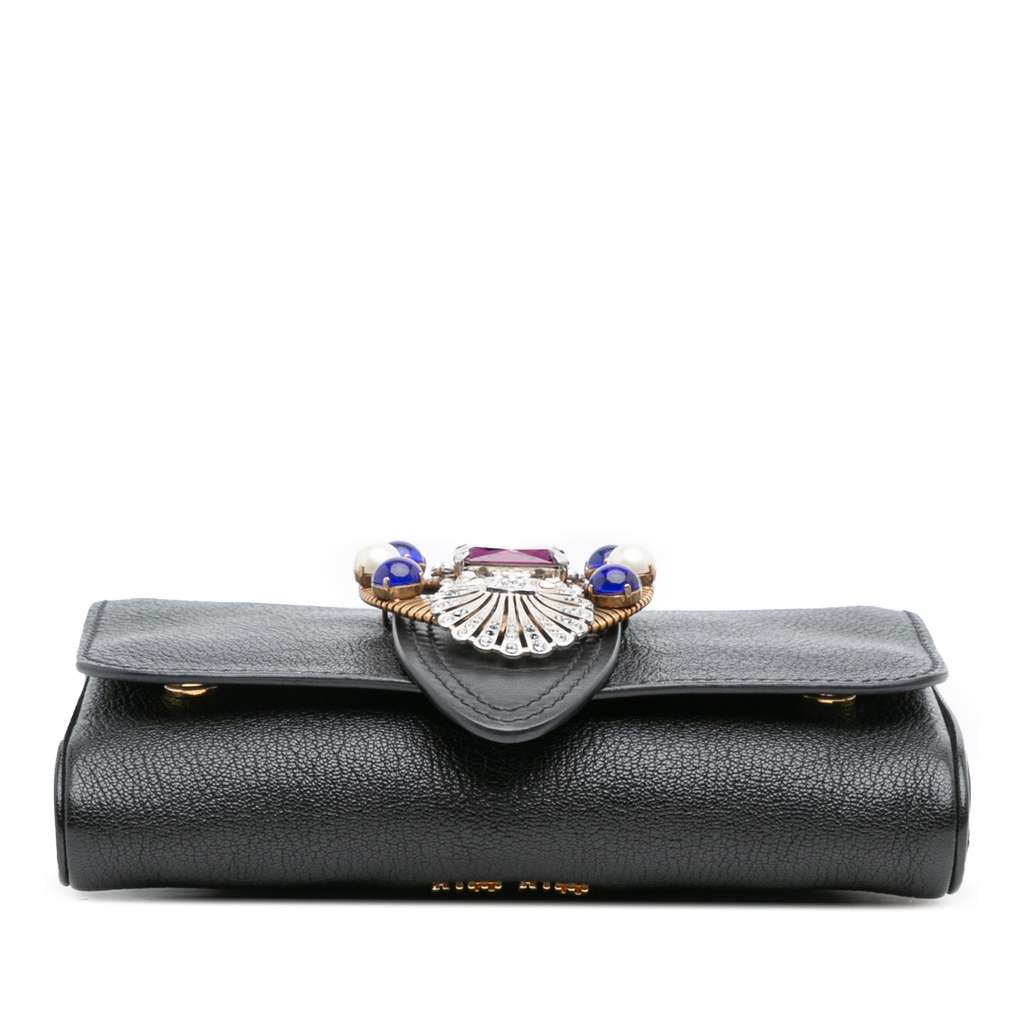 Miu Miu Leather Crystal Embellished Crossbody - Image 6