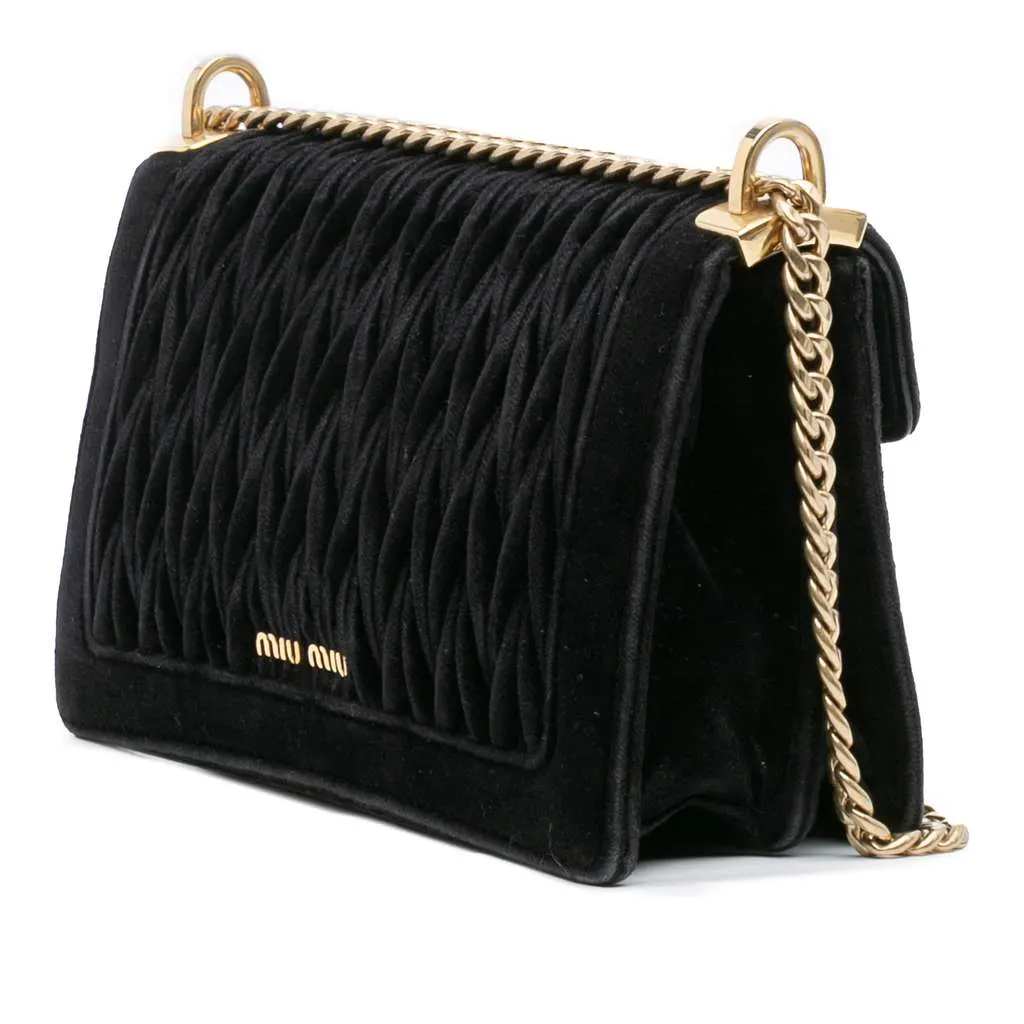 Miu Miu Velluto Matelasse Confidential Chain Crossbody Black Velvet Good - Back View