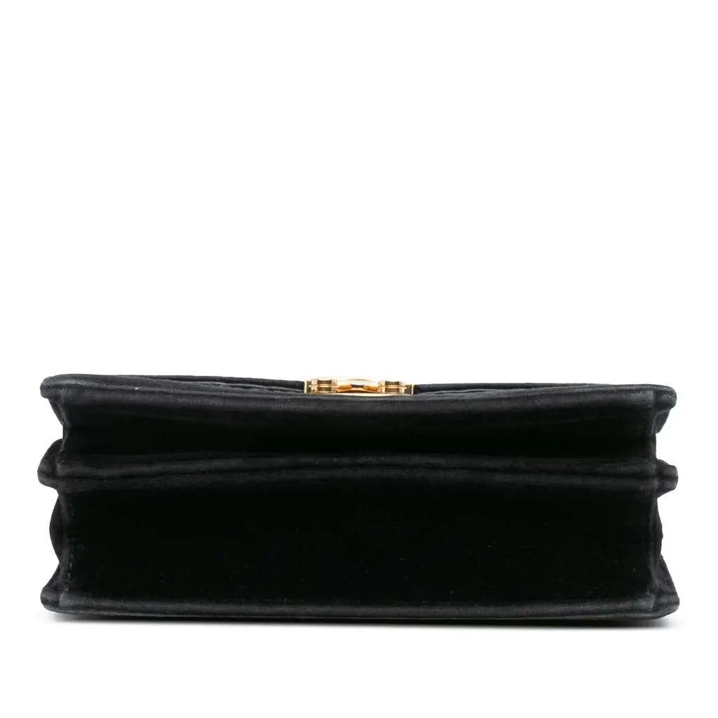 Miu Miu Velluto Matelasse Confidential Chain Crossbody Black Velvet Good - Inside View