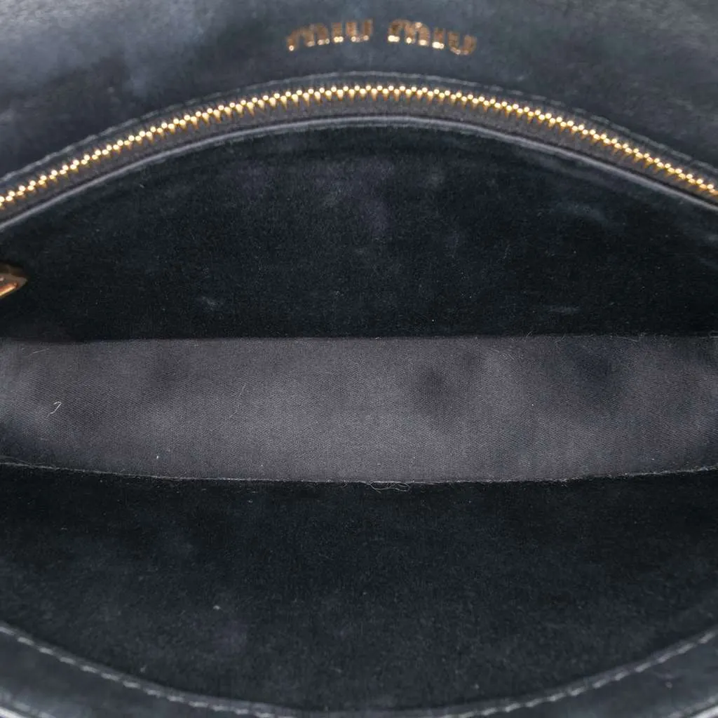 Miu Miu Velluto Matelasse Confidential Chain Crossbody Black Velvet Good - Model View