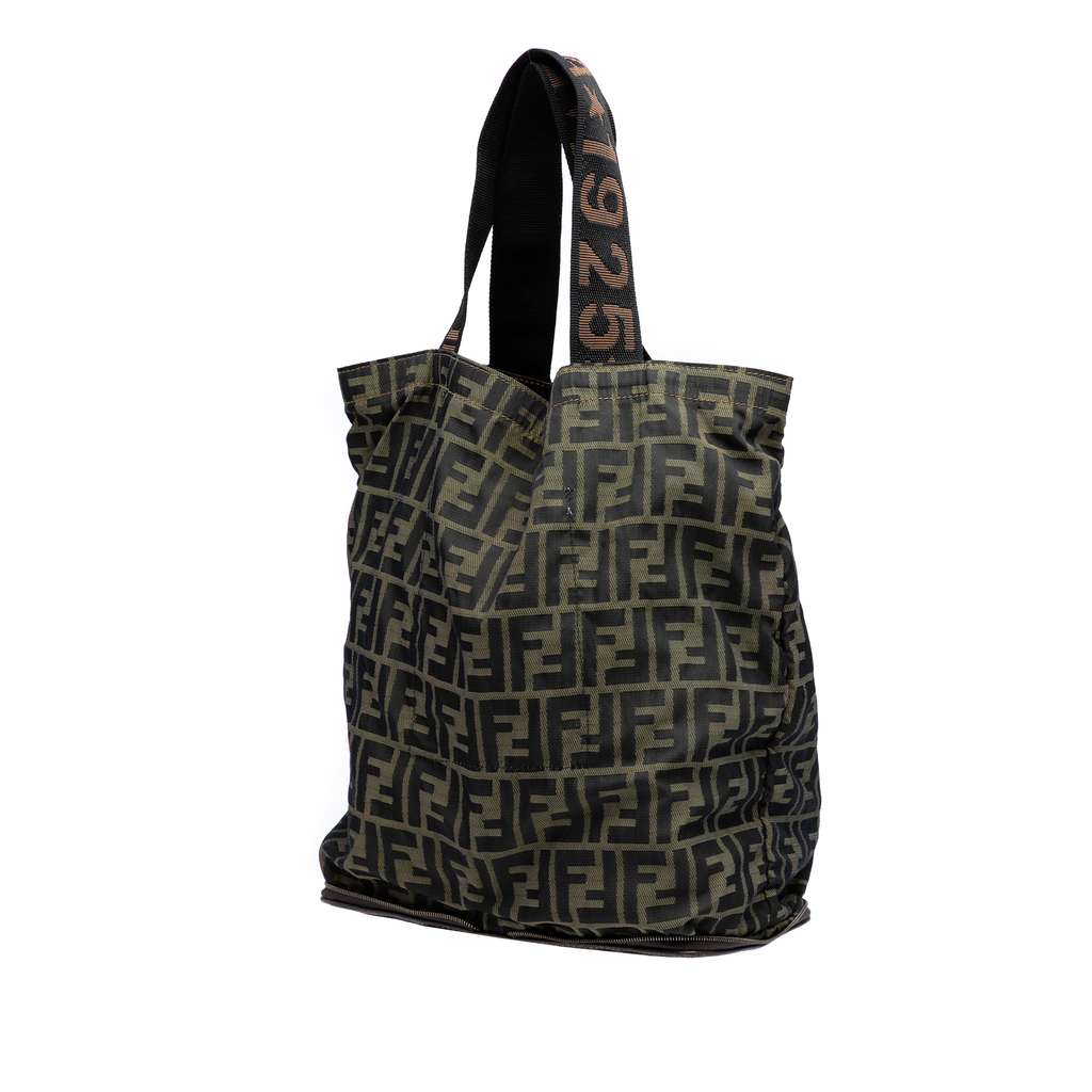 Fendi Zucca Canvas and Nylon Foldable Tote - Back view