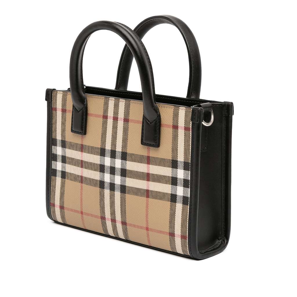 Burberry Mini House Check Coated Canvas Denny Tote - Back view