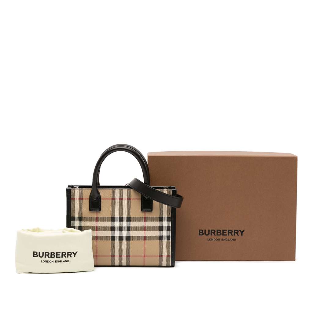 Burberry Mini House Check Coated Canvas Denny Tote - Image 13