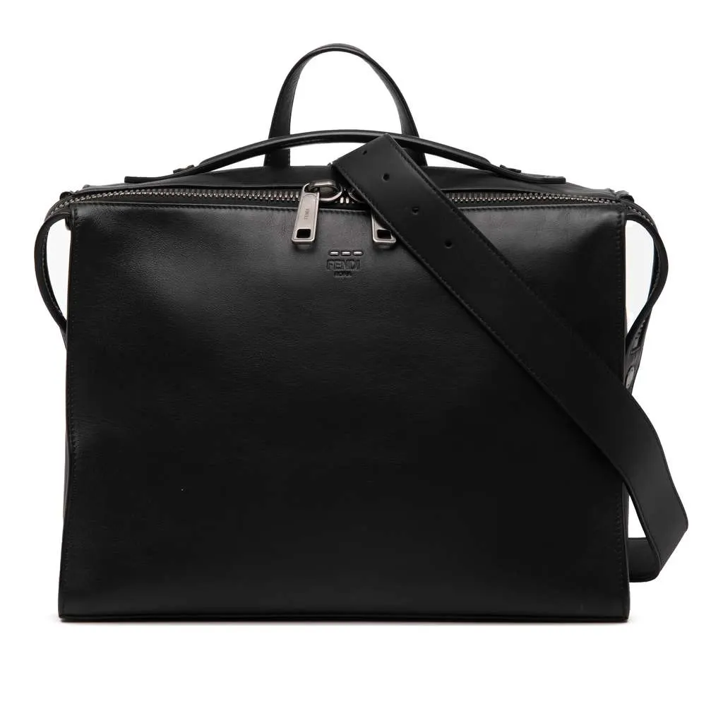 Fendi Leather Lui Urban Briefcase Black Leather Good - Front View