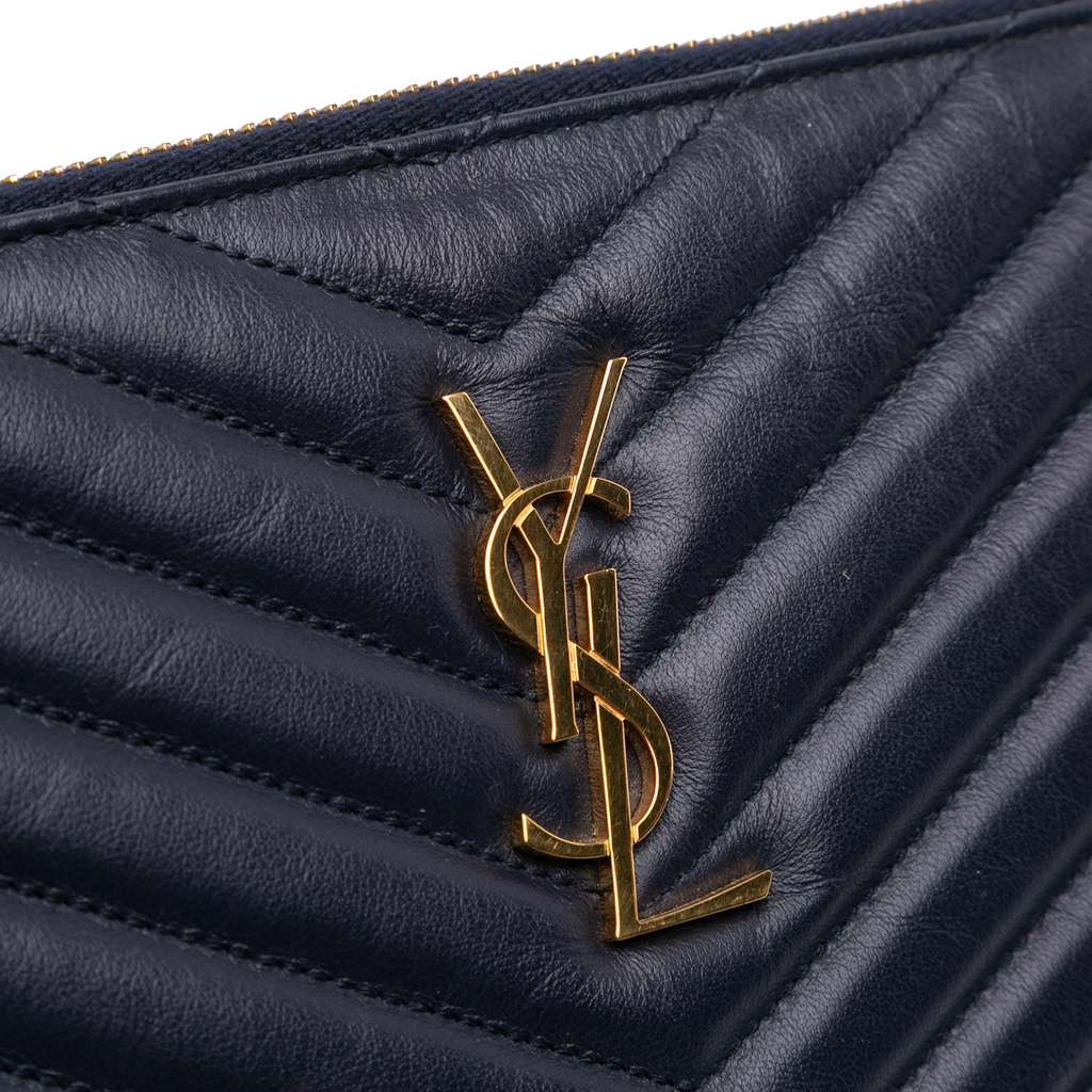 Saint Laurent Leather Chevron Monogram Document Holder - Image 11