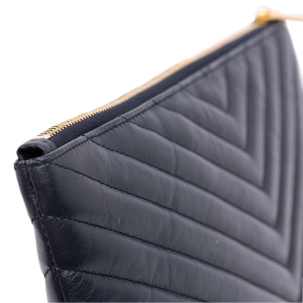 Saint Laurent Leather Chevron Monogram Document Holder - Image 12