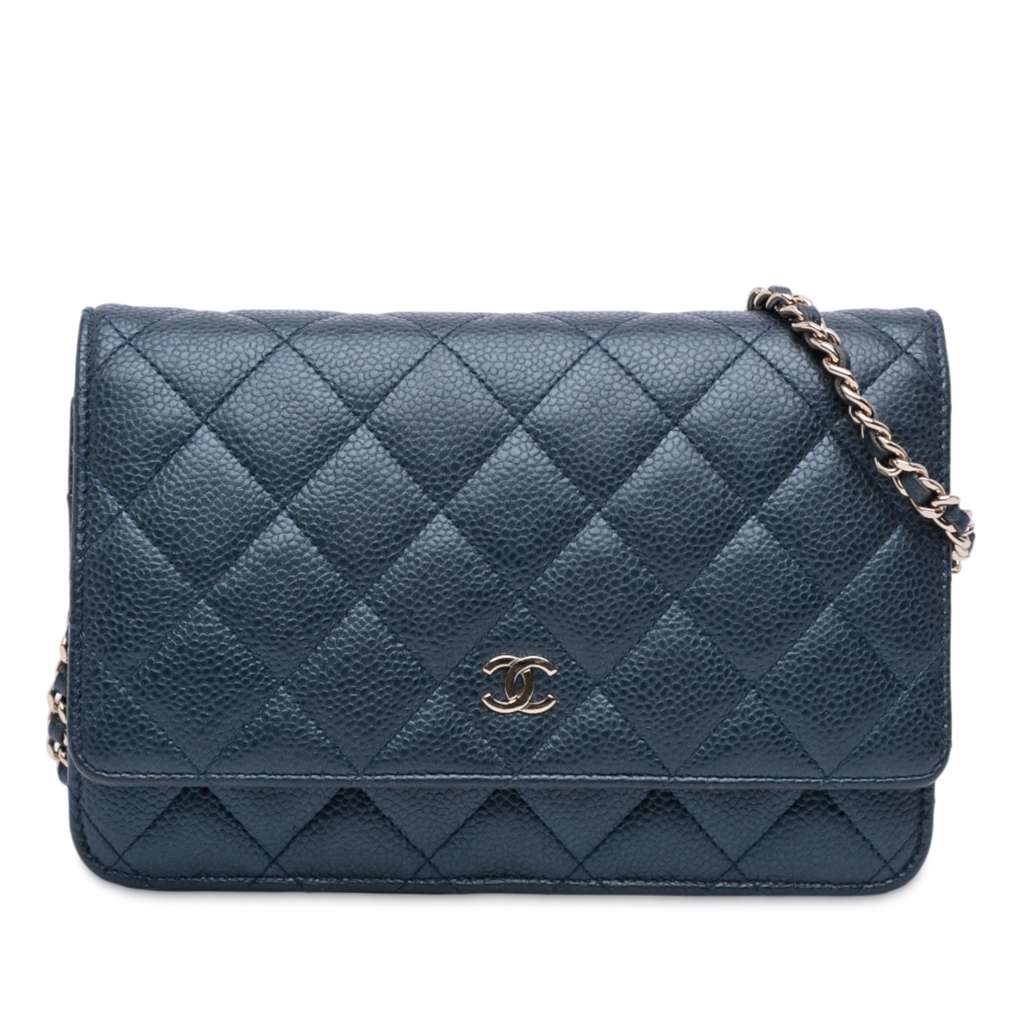 Chanel CC Quilted Iridescent Caviar Wallet on Chain