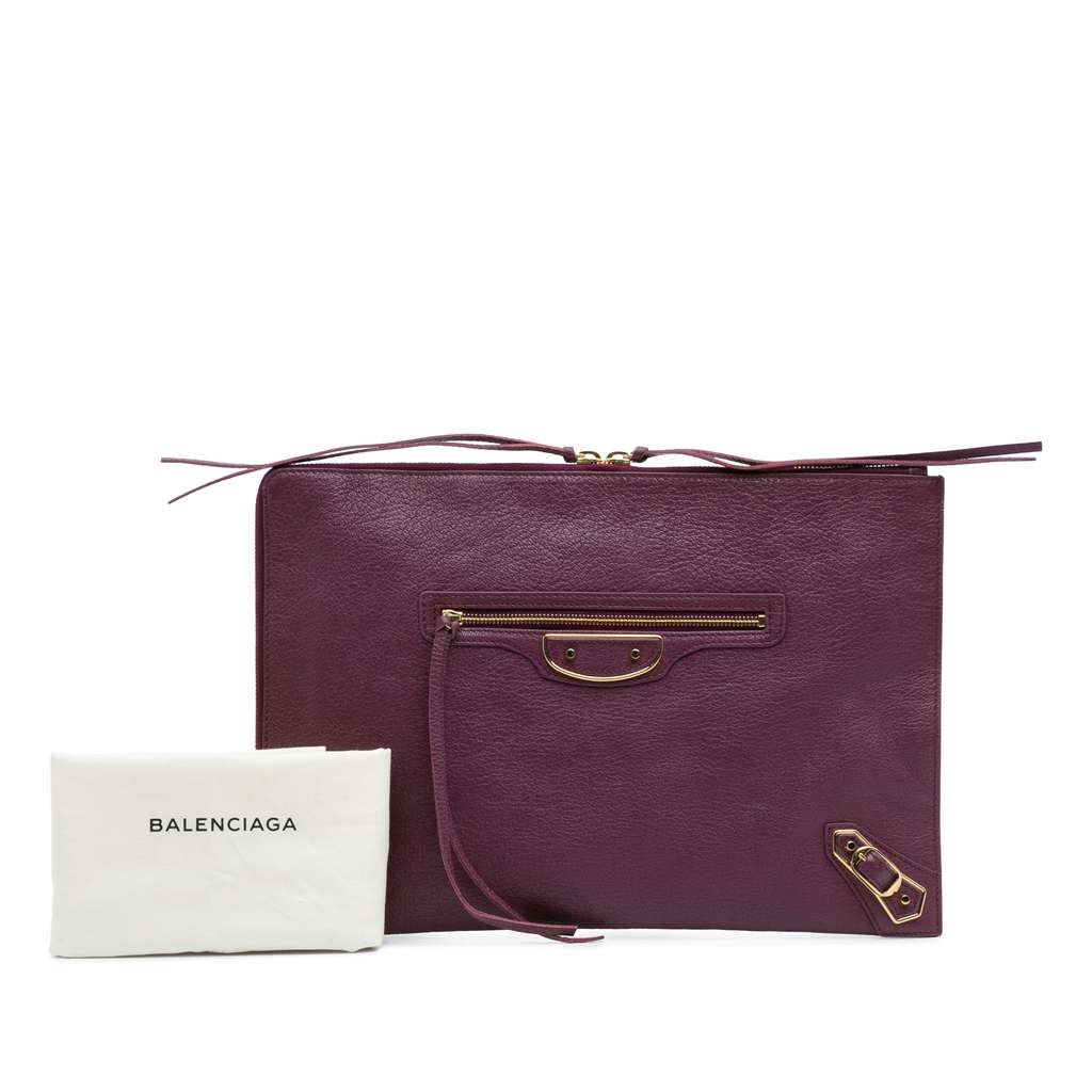 Balenciaga Goatskin Motocross Classic Metallic Edge Clutch - Image 14