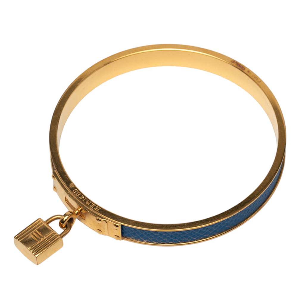 Hermès Leather Kelly Cadena Lock Bangle Bracelet - 4