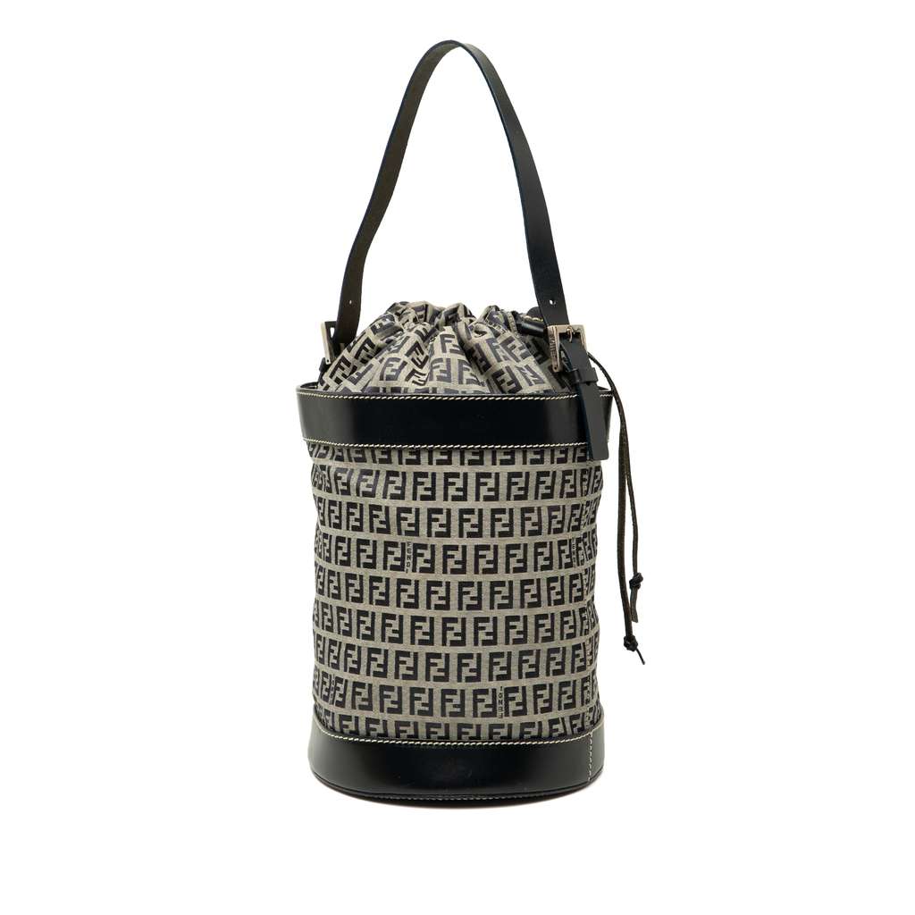 Fendi Zucchino Canvas Bucket Bag - Back view