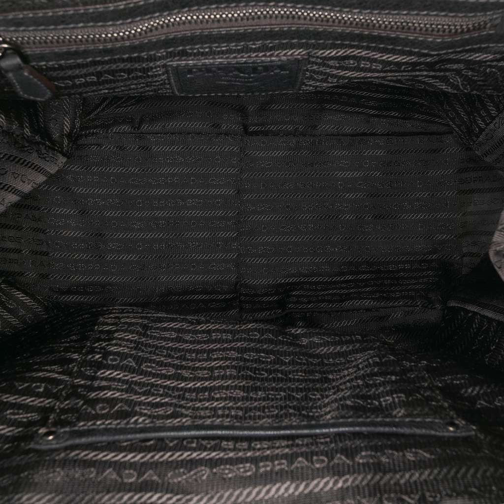 Prada Leather Trimmed Canvas Canapa Logo Frame Tote - 4