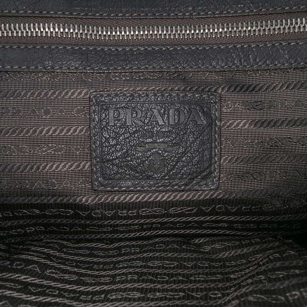 Prada Leather Trimmed Canvas Canapa Logo Frame Tote - Side view