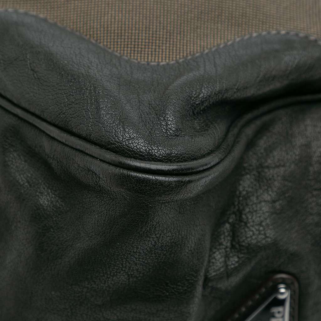 Prada Leather Trimmed Canvas Canapa Logo Frame Tote - Detail 2