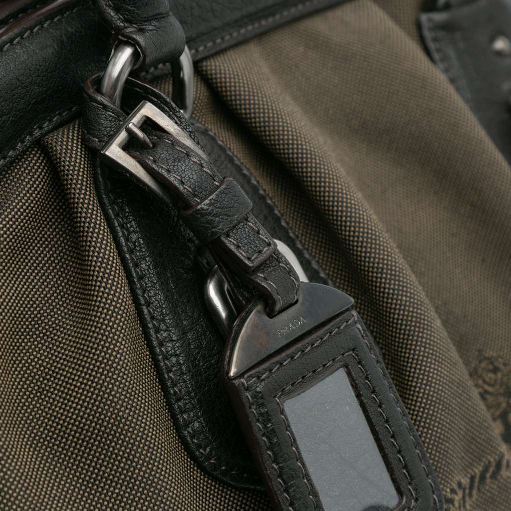 Prada Leather Trimmed Canvas Canapa Logo Frame Tote - Image 10