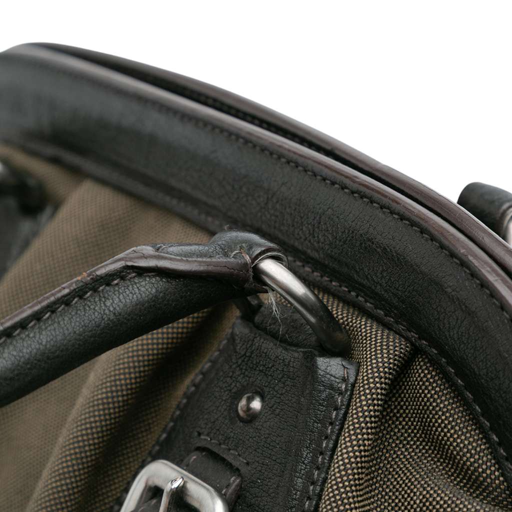 Prada Leather Trimmed Canvas Canapa Logo Frame Tote - Image 11