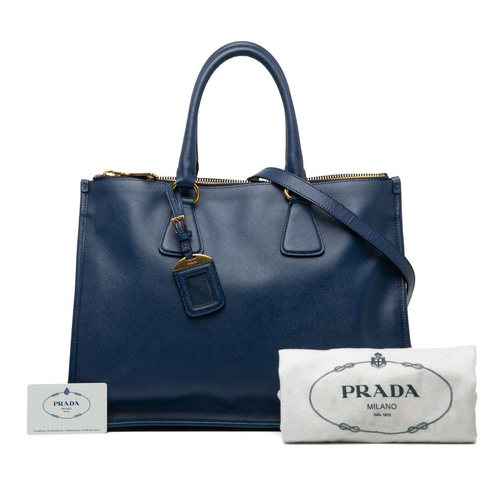 Prada Saffiano Double Zip Open Convertible Tote - Image 10