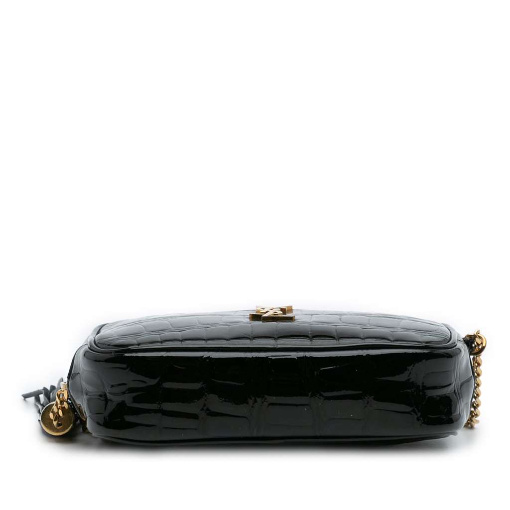 Saint Laurent Mini Croc Embossed Patent Monogram Lou Camera Bag - Image 6