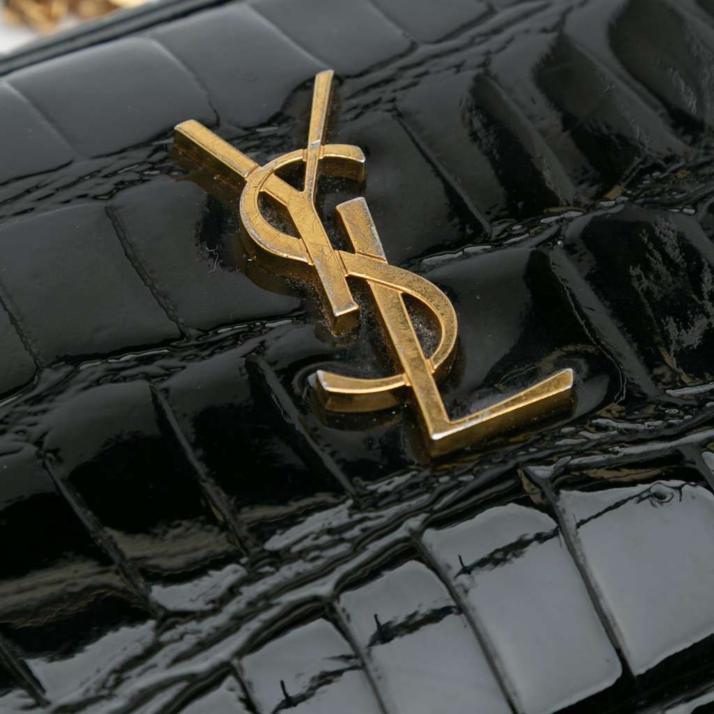 Saint Laurent Mini Croc Embossed Patent Monogram Lou Camera Bag - Detail 1