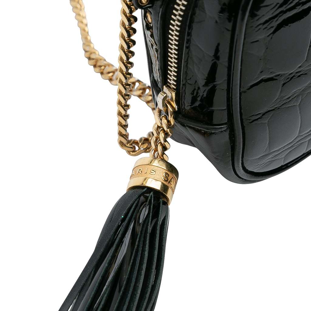 Saint Laurent Mini Croc Embossed Patent Monogram Lou Camera Bag - Detail 2