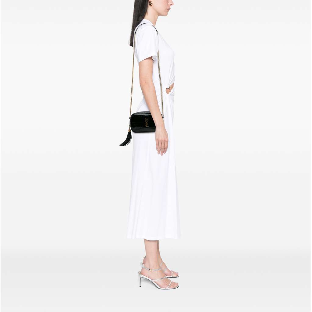 Saint Laurent Mini Croc Embossed Patent Monogram Lou Camera Bag - Image 10