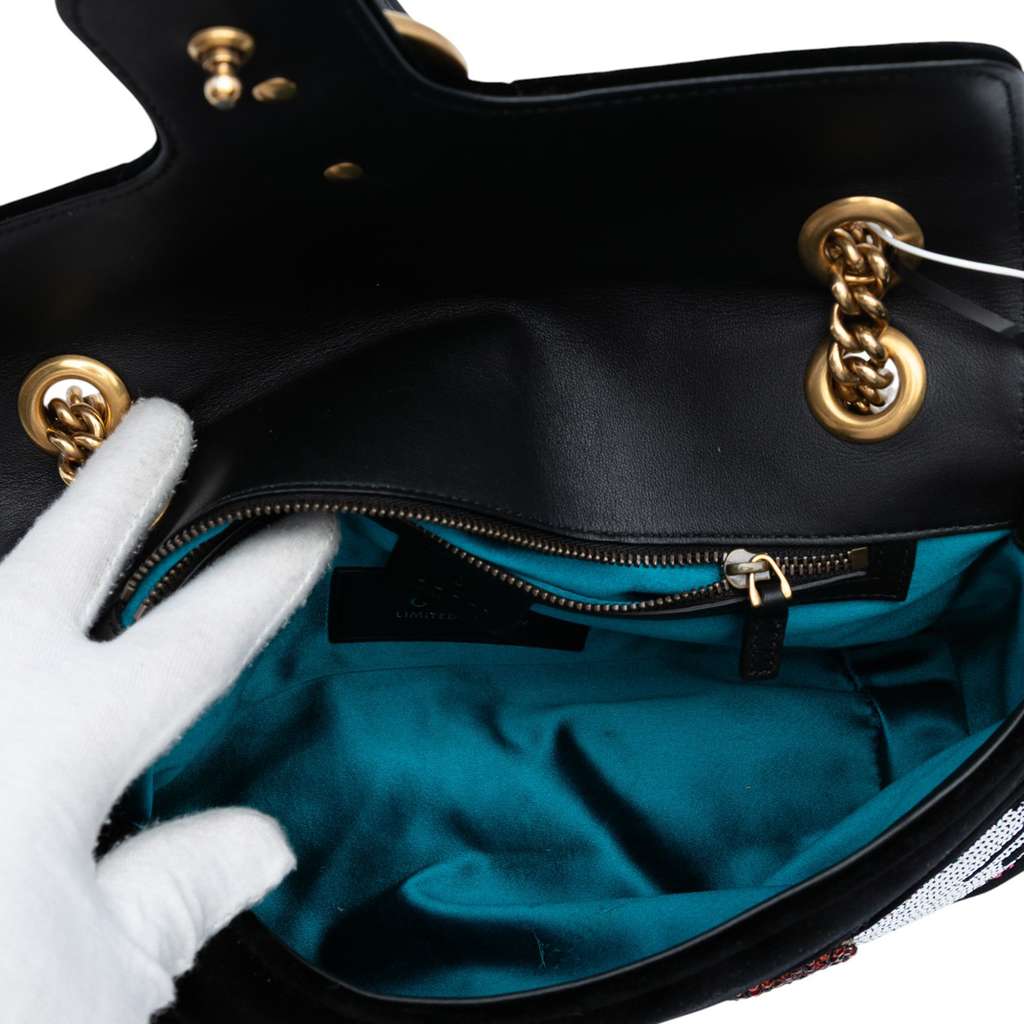 Gucci Medium GG Marmont Matelasse Velvet Sequin Embellished Shoulder Bag - 4