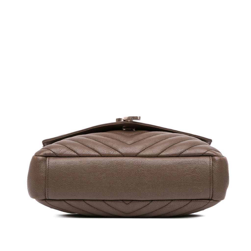 Saint Laurent Medium Quilted Chevron Sheepskin College Satchel - 3