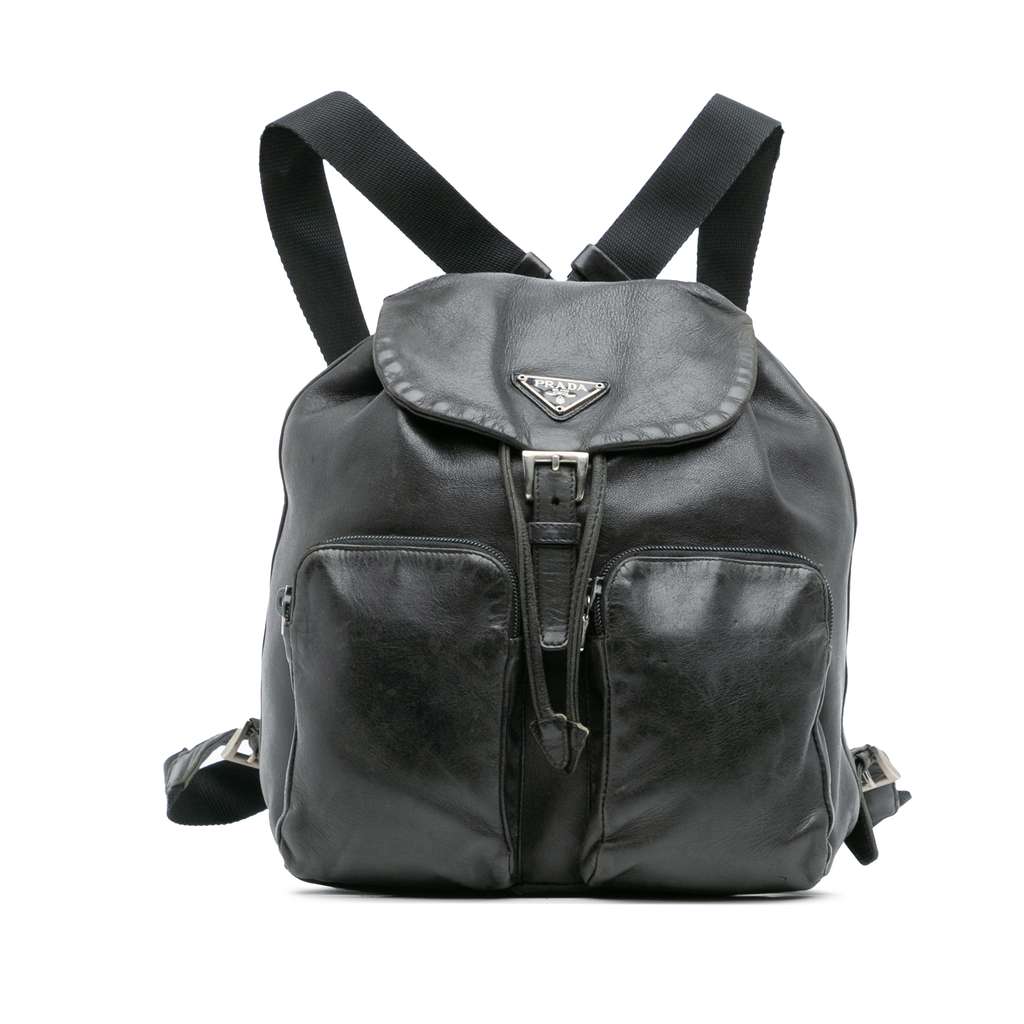 Prada Nappa Double Pocket Drawstring Backpack