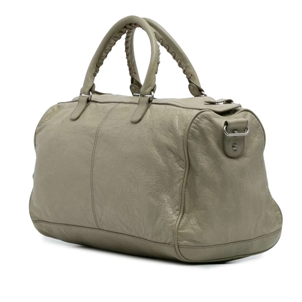 Balenciaga Small Lambskin Motocross Classic Squash Duffle Bag Brown Leather Very good - Back View