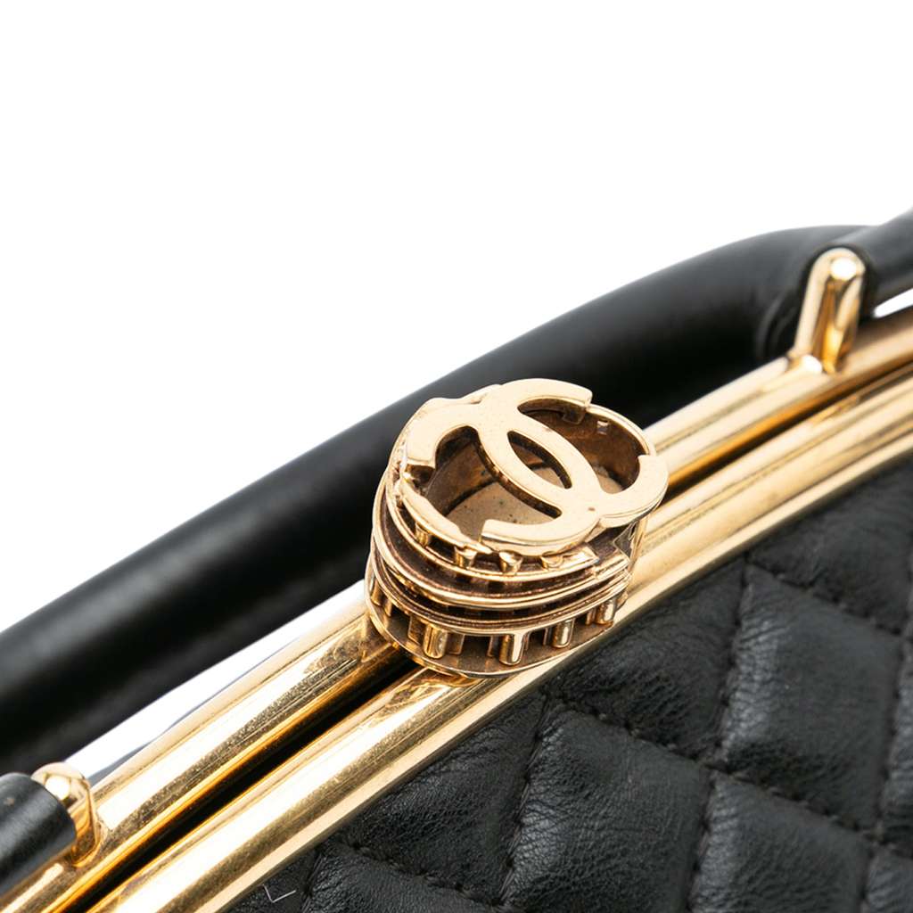 Chanel Paris Rome Quilted Calfskin Colosseum Lock Frame Bowling Bag - Detail 1