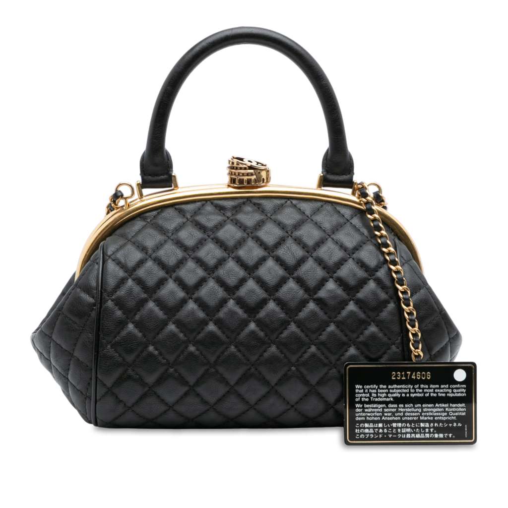 Chanel Paris Rome Quilted Calfskin Colosseum Lock Frame Bowling Bag - Image 10