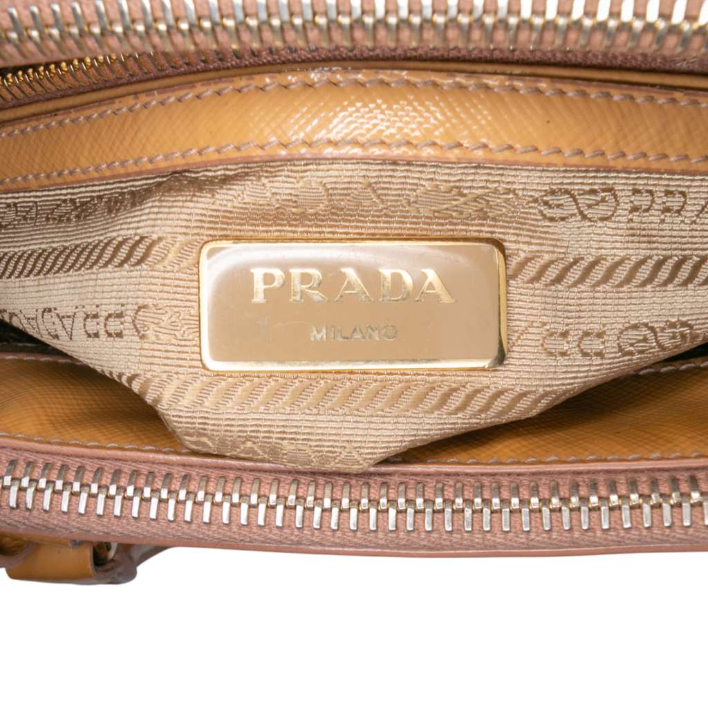 Prada Small Saffiano Vernice Galleria Double Zip Satchel - Side view