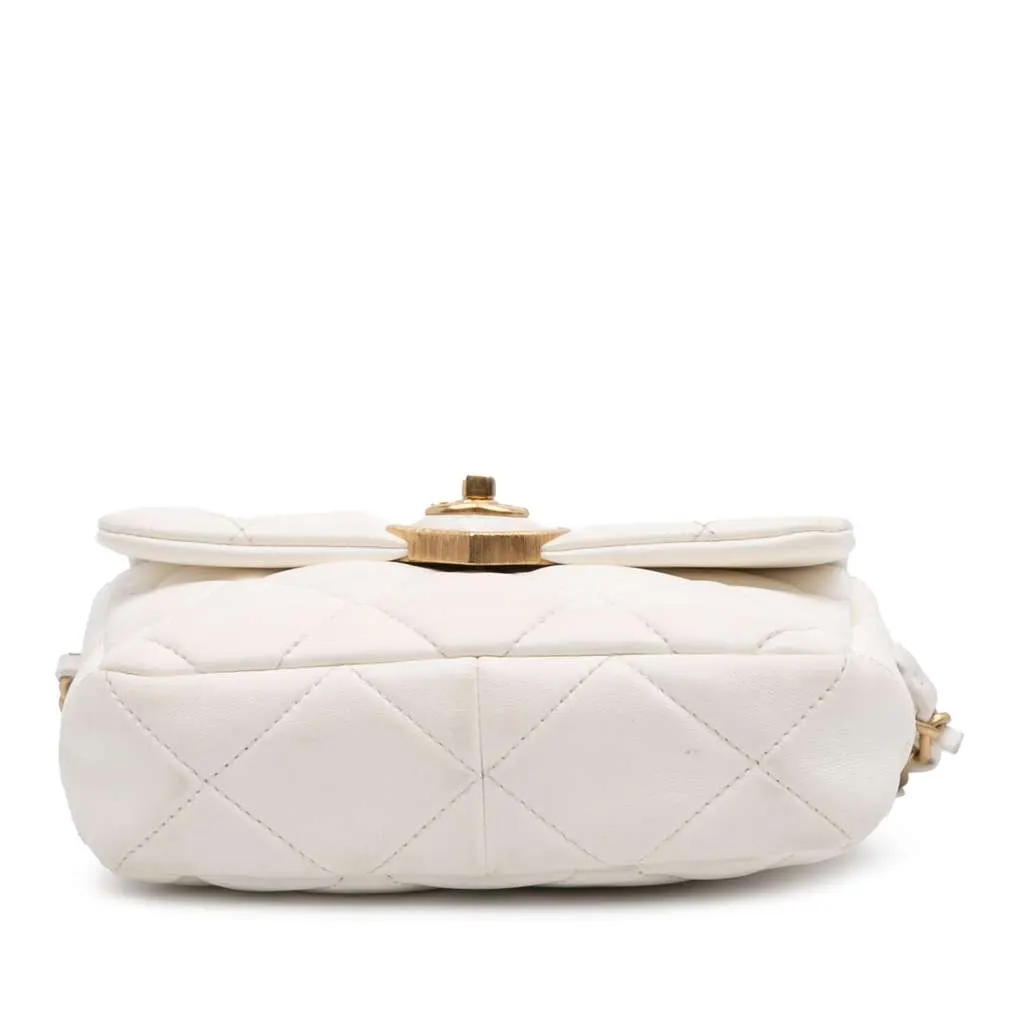 Chanel Mini Quilted Lambskin Acrylic Coco Love Flap White Leather Good - Inside View