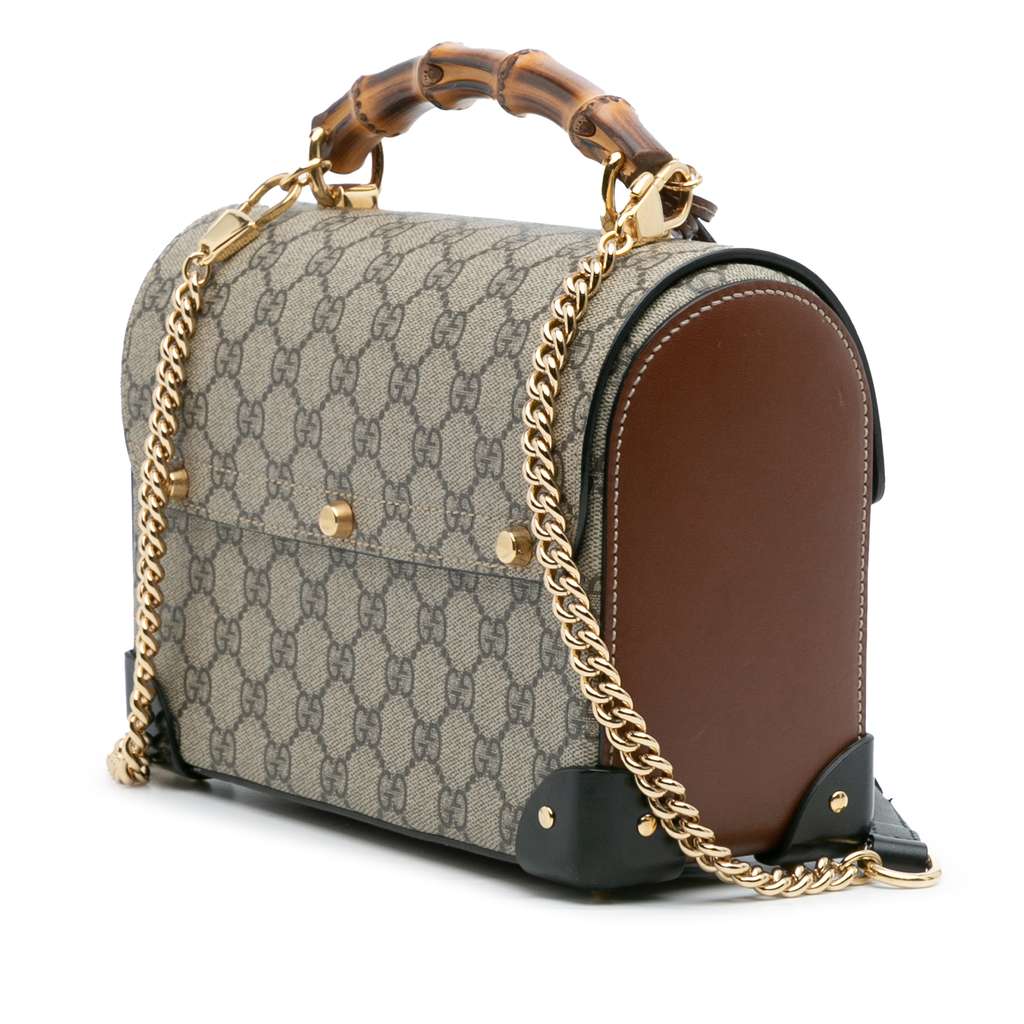 Gucci GG Supreme Bamboo Padlock Satchel - Back view