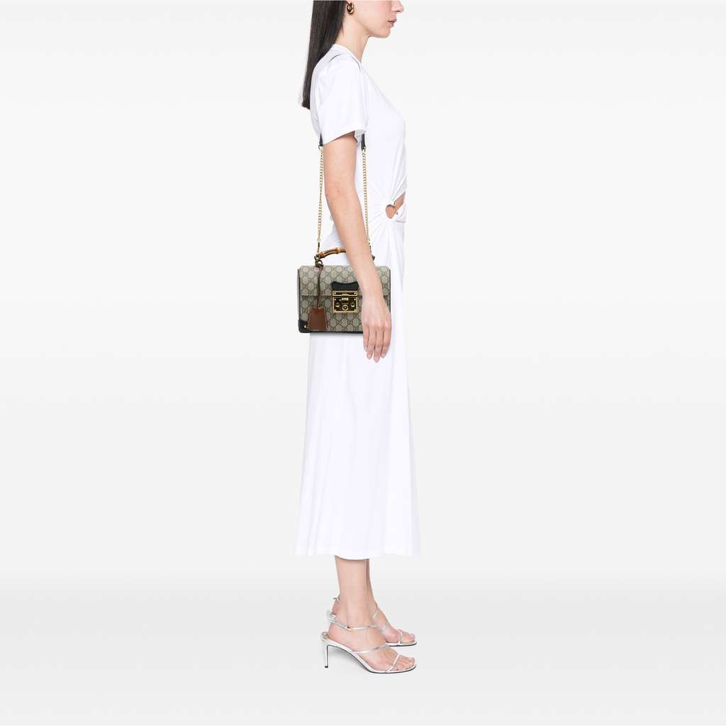 Gucci GG Supreme Bamboo Padlock Satchel - Image 12