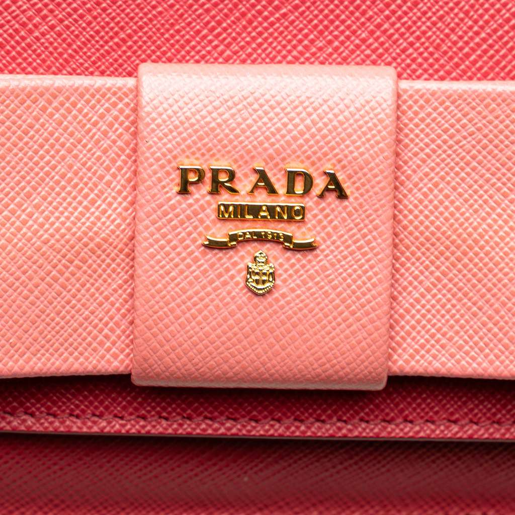 Prada Saffiano Lux Bow Wallet On Strap - Image 10