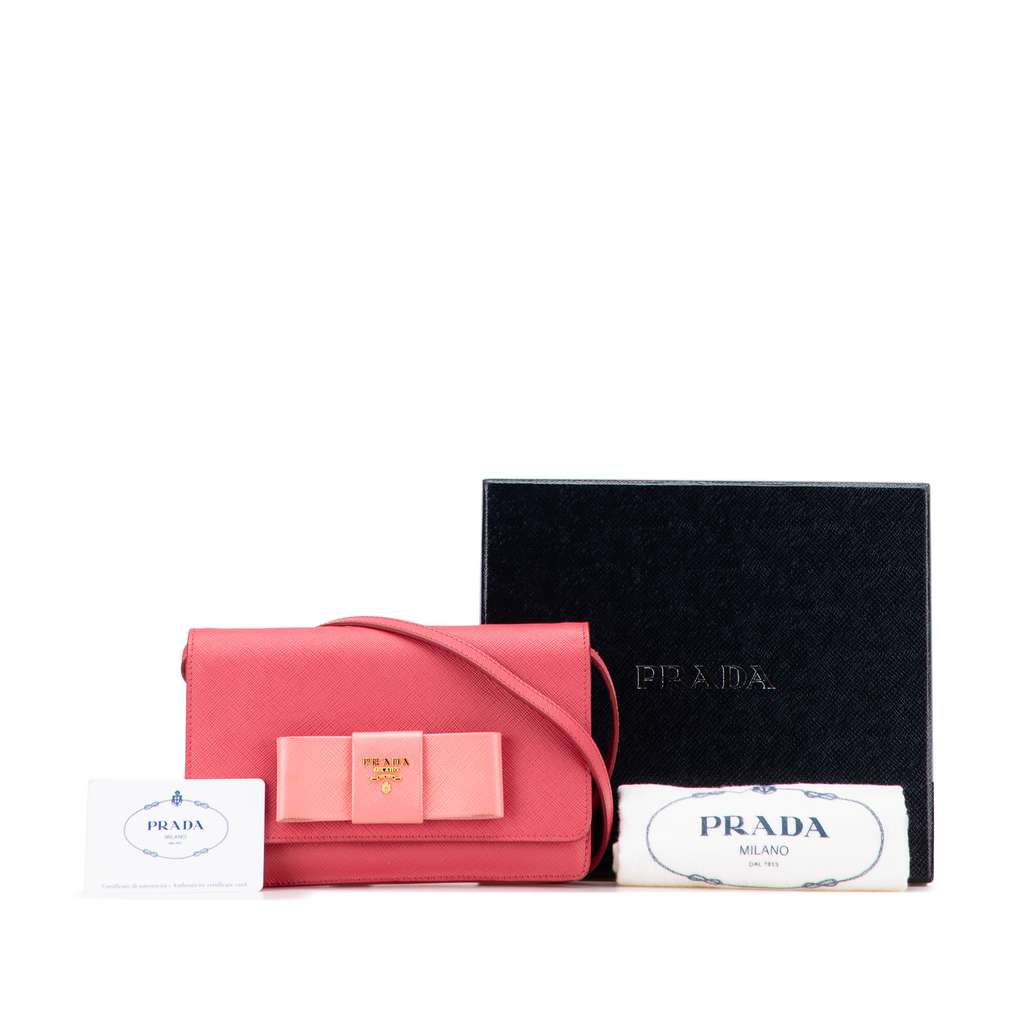 Prada Saffiano Lux Bow Wallet On Strap - Image 12