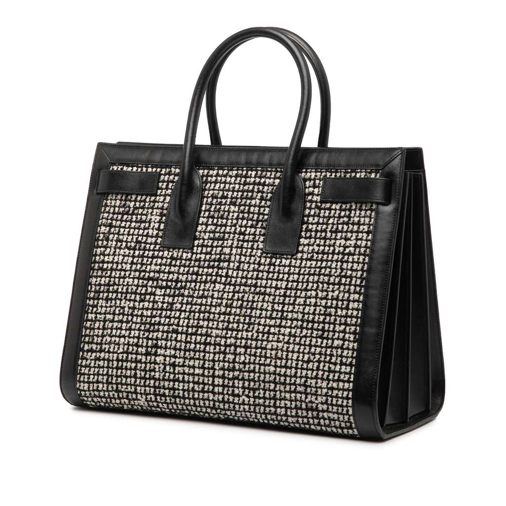 Saint Laurent Small Tweed Houndstooth Sac De Jour Satchel - Back view