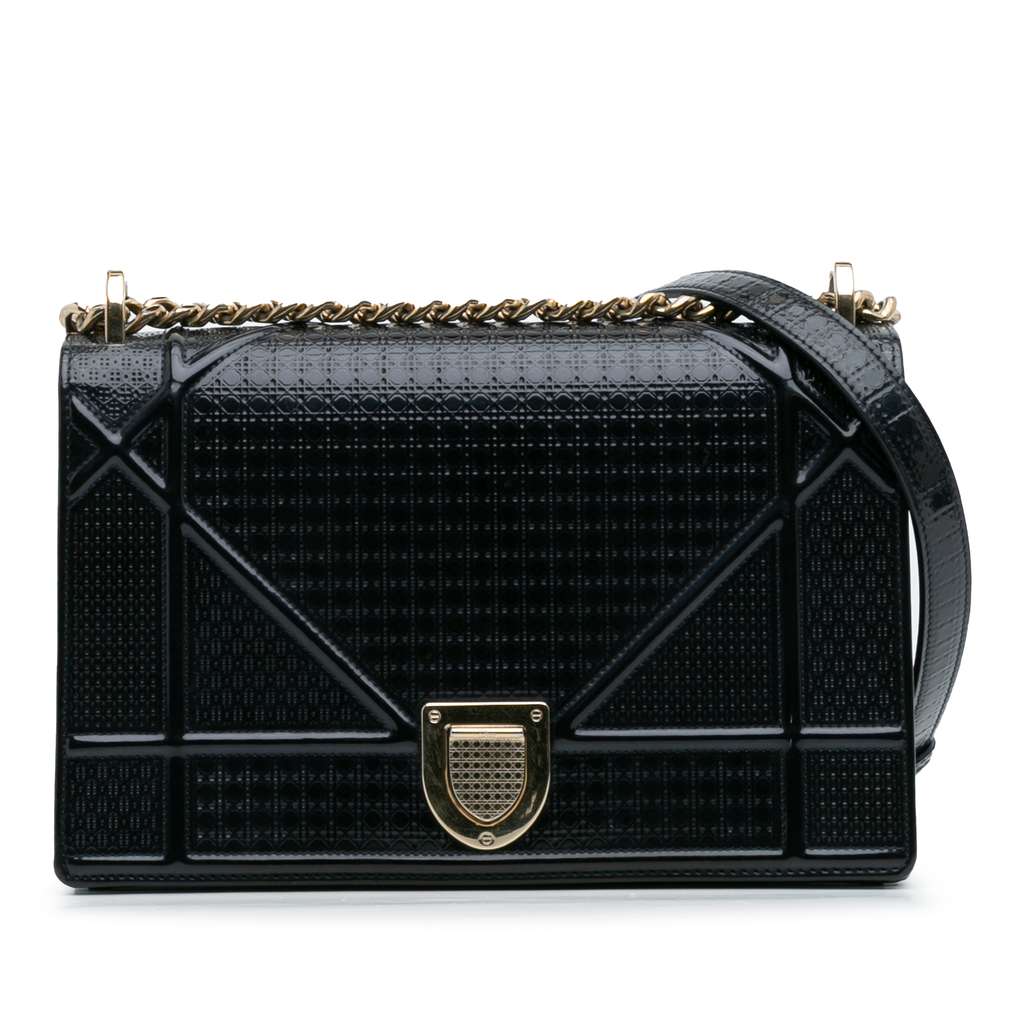 Dior Medium Patent Microcannage Diorama Flap