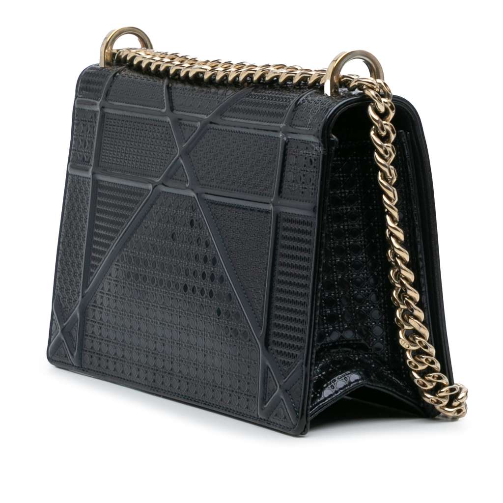 Dior Medium Patent Microcannage Diorama Flap - Back view