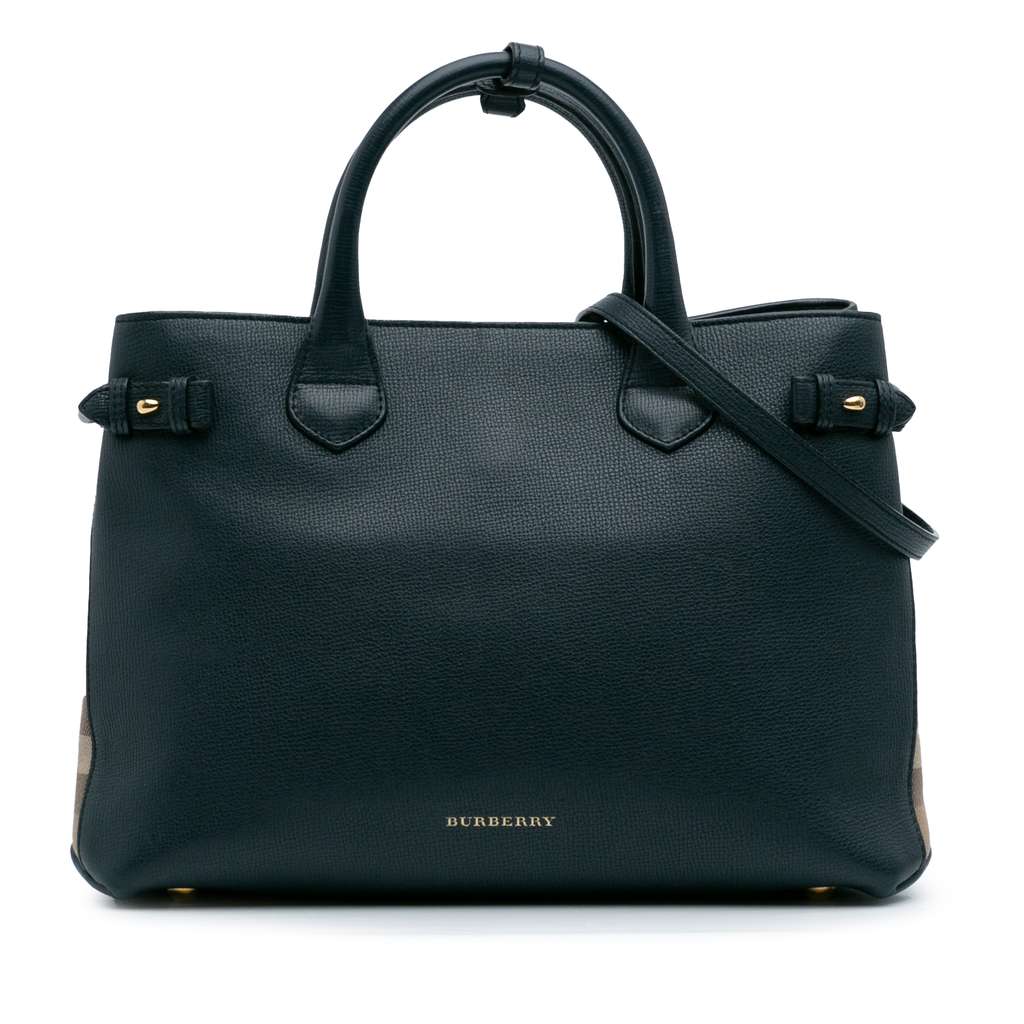 Burberry Medium Leather and House Check Banner Satchel