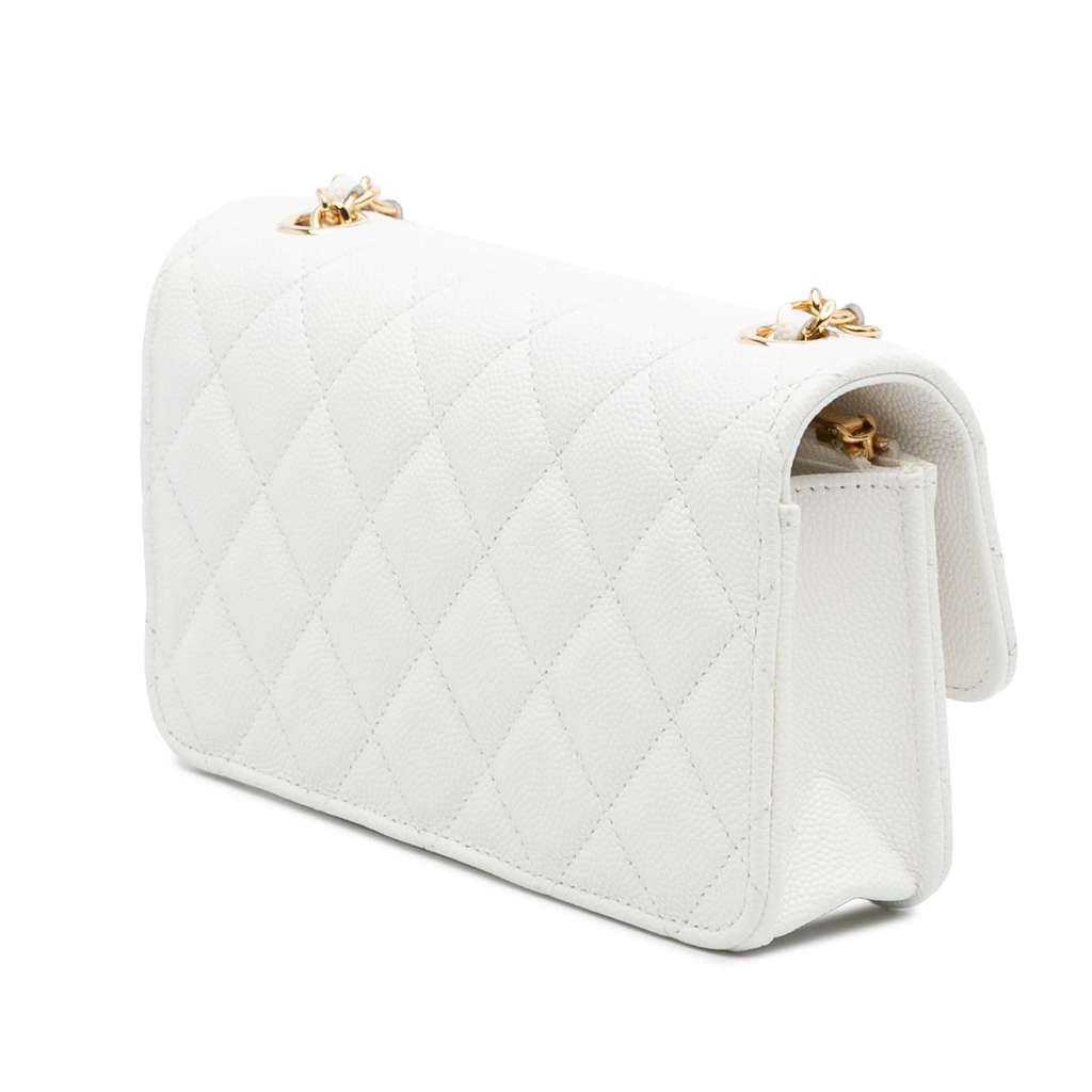 Chanel Quilted Caviar Coco Casino Phone Holder on Chain - Back view