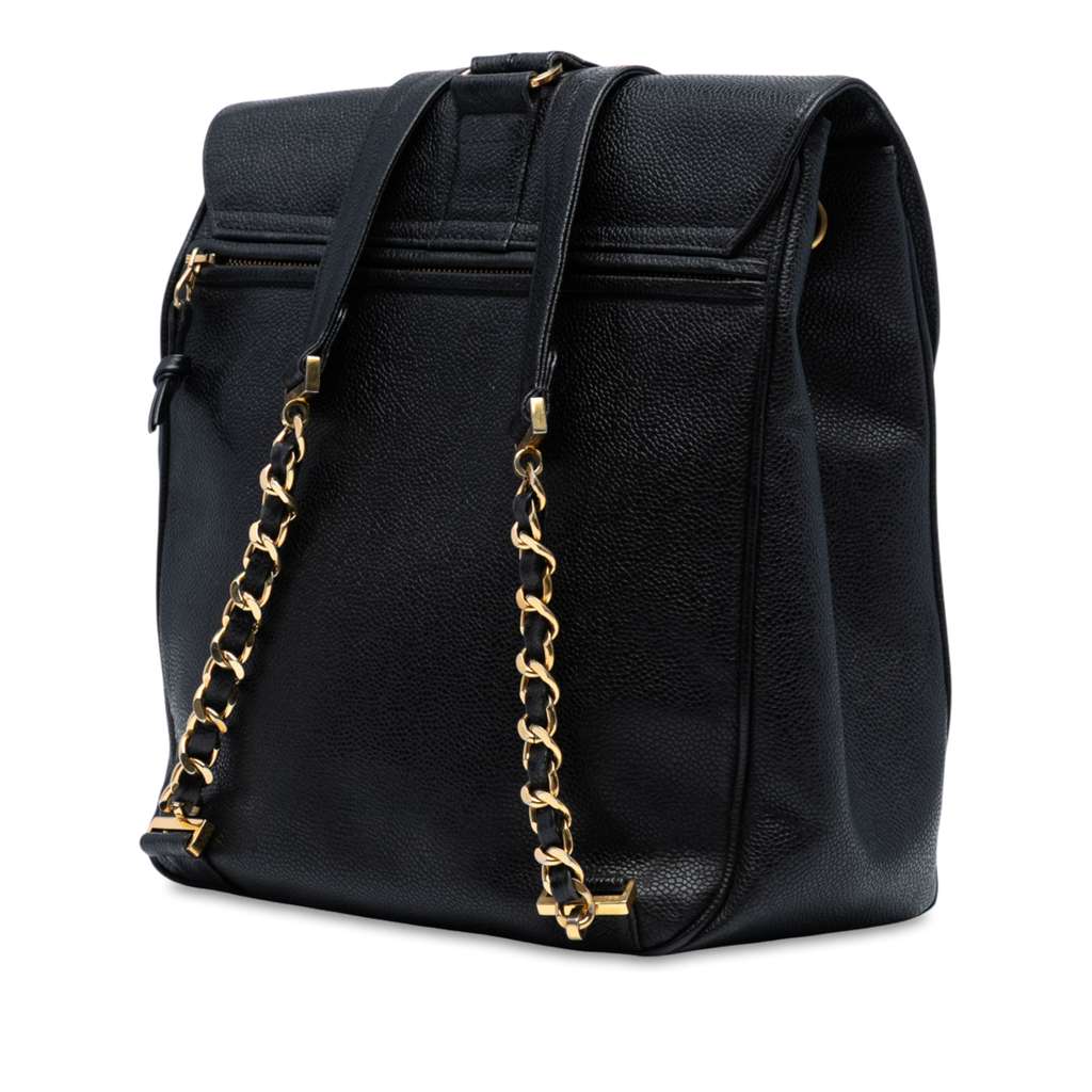 Chanel CC Caviar Turn Lock Backpack - Back view