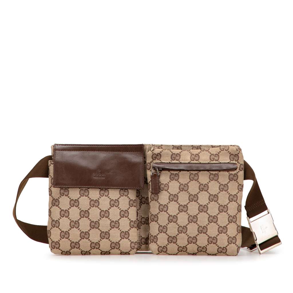 Gucci GG Canvas Double Pocket Belt Bag