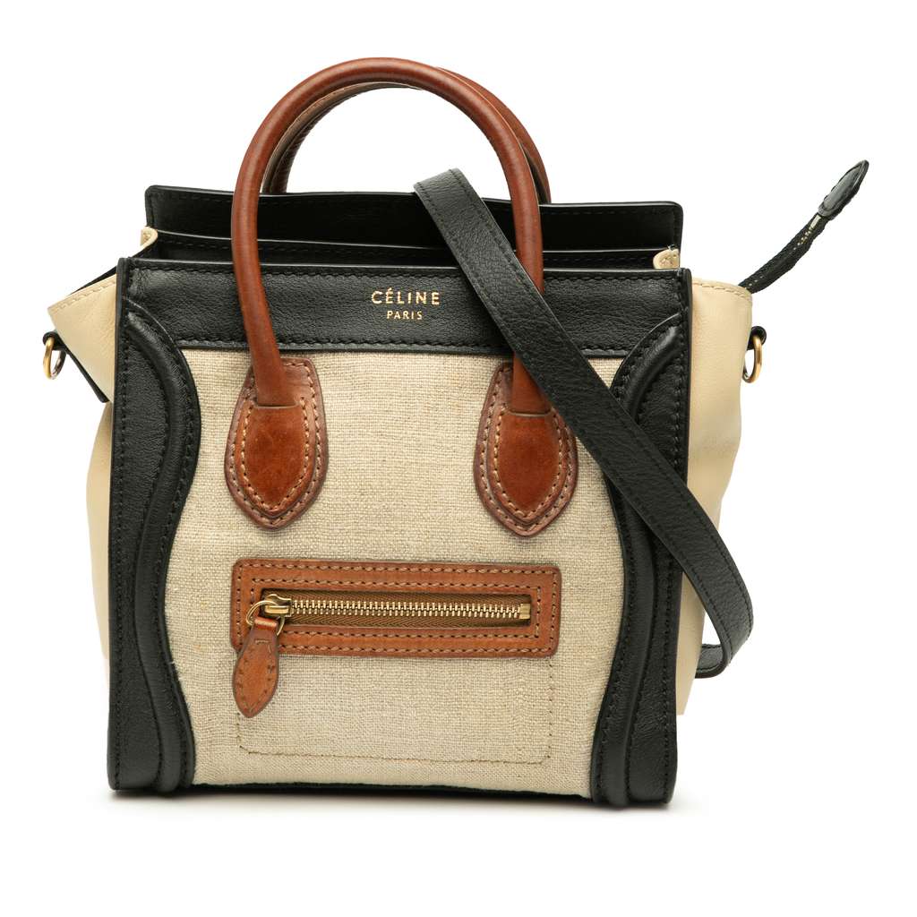 Celine Nano Tricolor Canvas and Leather Luggage Tote