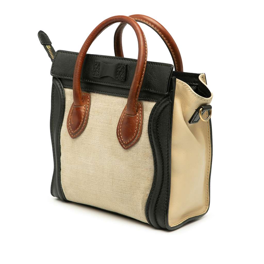 Celine Nano Tricolor Canvas and Leather Luggage Tote - Back view