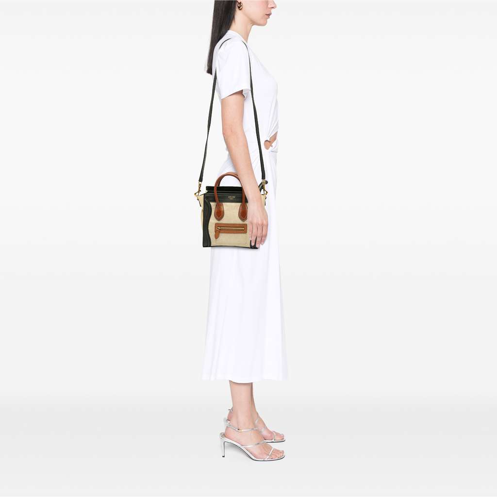 Celine Nano Tricolor Canvas and Leather Luggage Tote - Detail 2