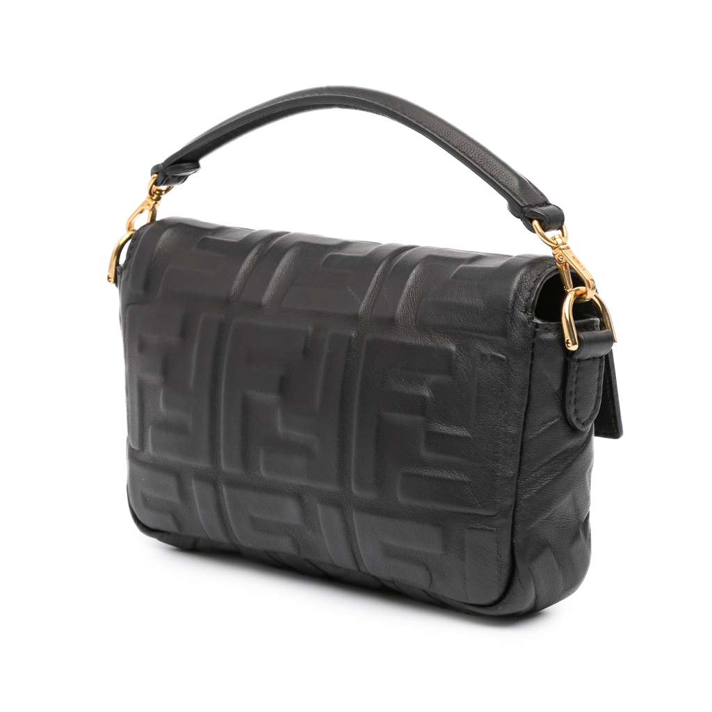 Fendi Mini Zucca Embossed Leather Baguette Satchel - Back view