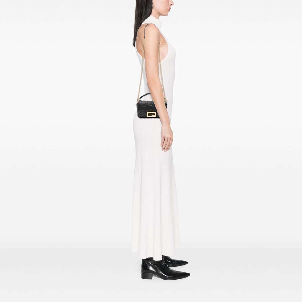Fendi Mini Zucca Embossed Leather Baguette Satchel - Image 13