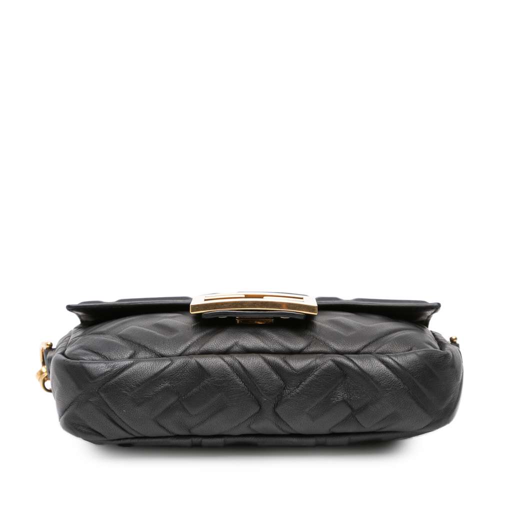 Fendi Mini Zucca Embossed Leather Baguette Satchel - Image 6