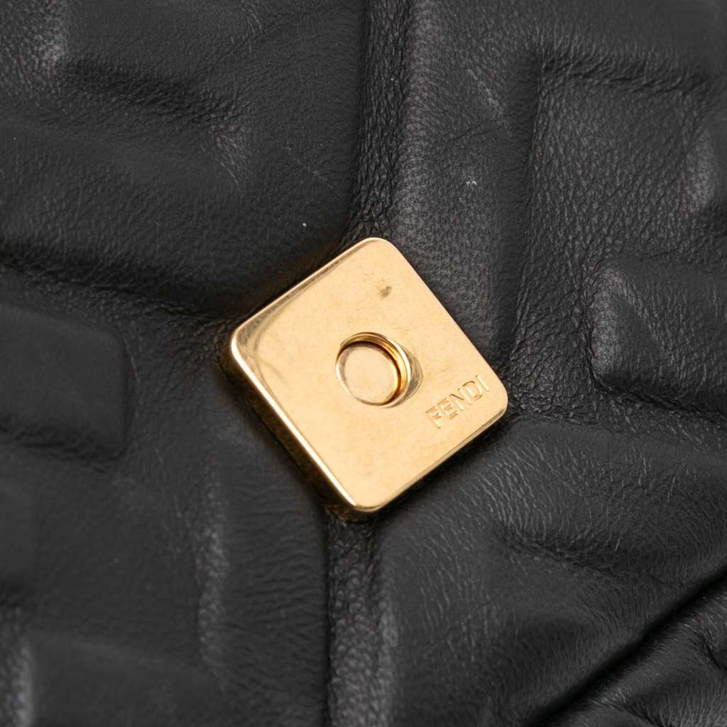 Fendi Mini Zucca Embossed Leather Baguette Satchel - Image 10